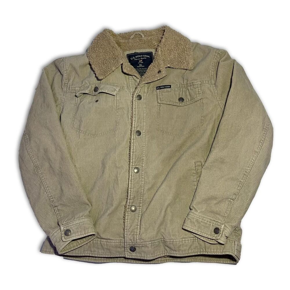 US Polo Assn Men’s Jacket Corduroy, Brown, Size XL